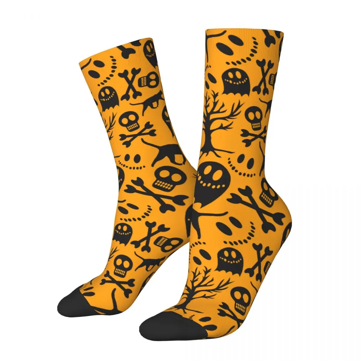 

White Skull Cat Halloween Trick or Treat Socks Shopping 3D Print Boy Girls Mid-calf Sock