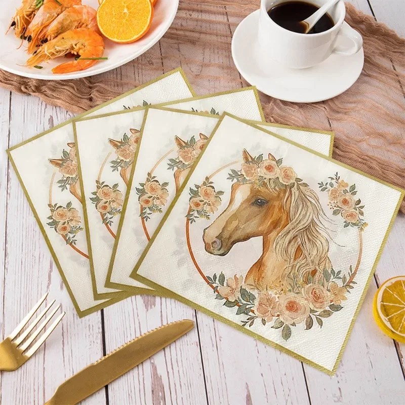 Western Cowboy Horse Racing Kids Girls Birthday Party Decoration Printing Creative Ambiance Restaurant Napkins Paper Placemats paper napkins tissue paper decoration