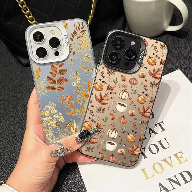 Autumn Mushrooms Decorative Phone Case with Festive Christmas Design