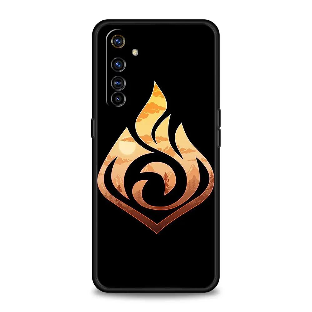 Genshin Impact Logo Luxury Black Silicone Phone Case