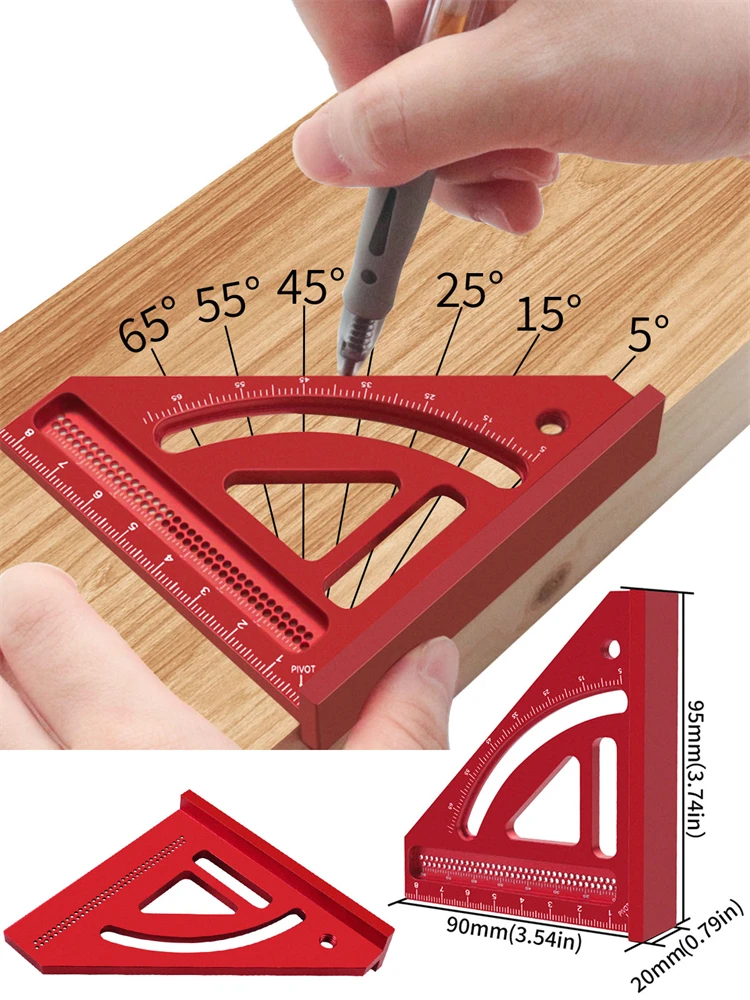 Multi Angle Measuring Ruler,Woodworking Square Protractor,Aluminum Miter Triangle Ruler,Precision Layout Measuring Engineer Tool