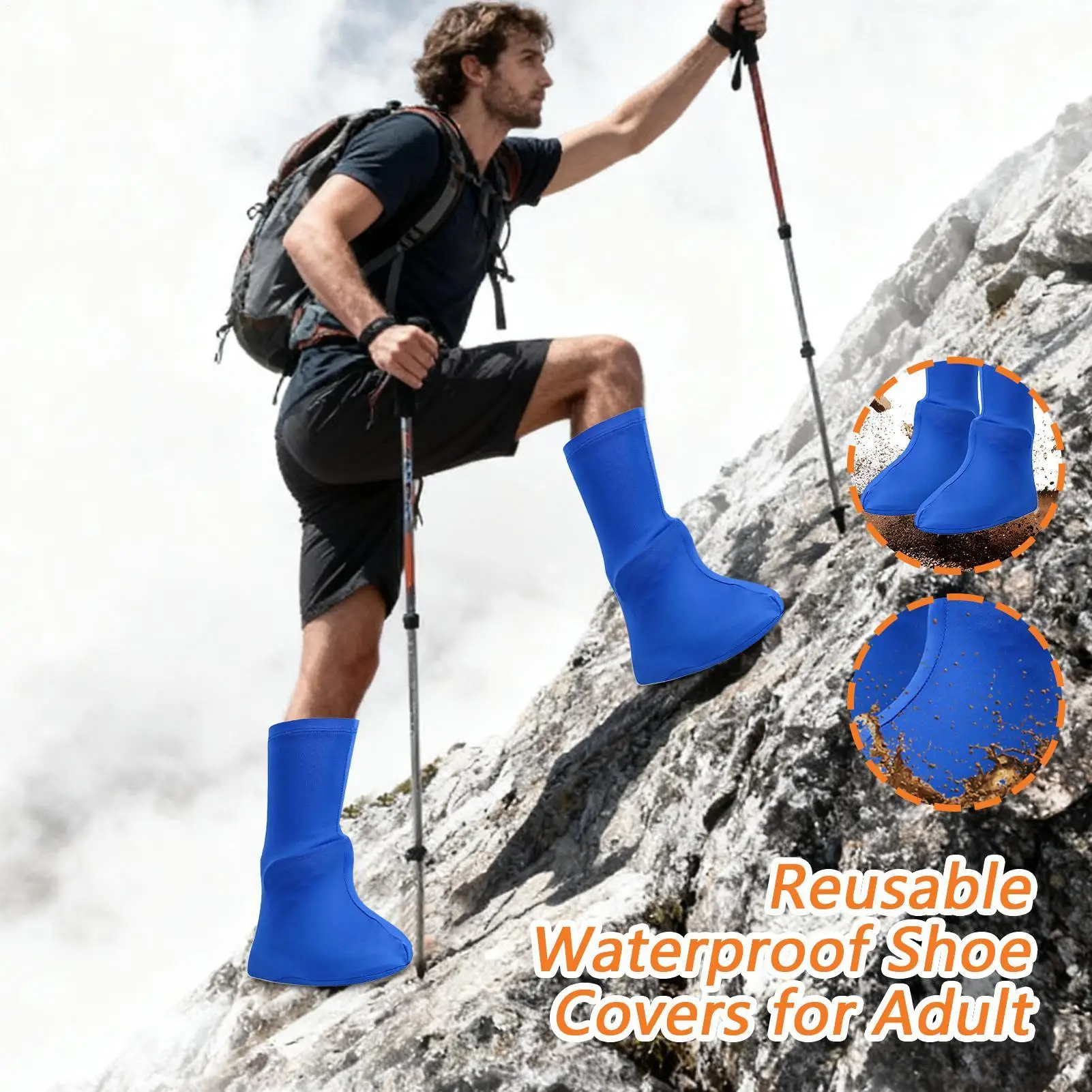 Rain Cover For Shoes Non-Slip Reusable Boot Protector Walking Boot Cover For Outdoor Hiking Work Climbing Camping Fishing