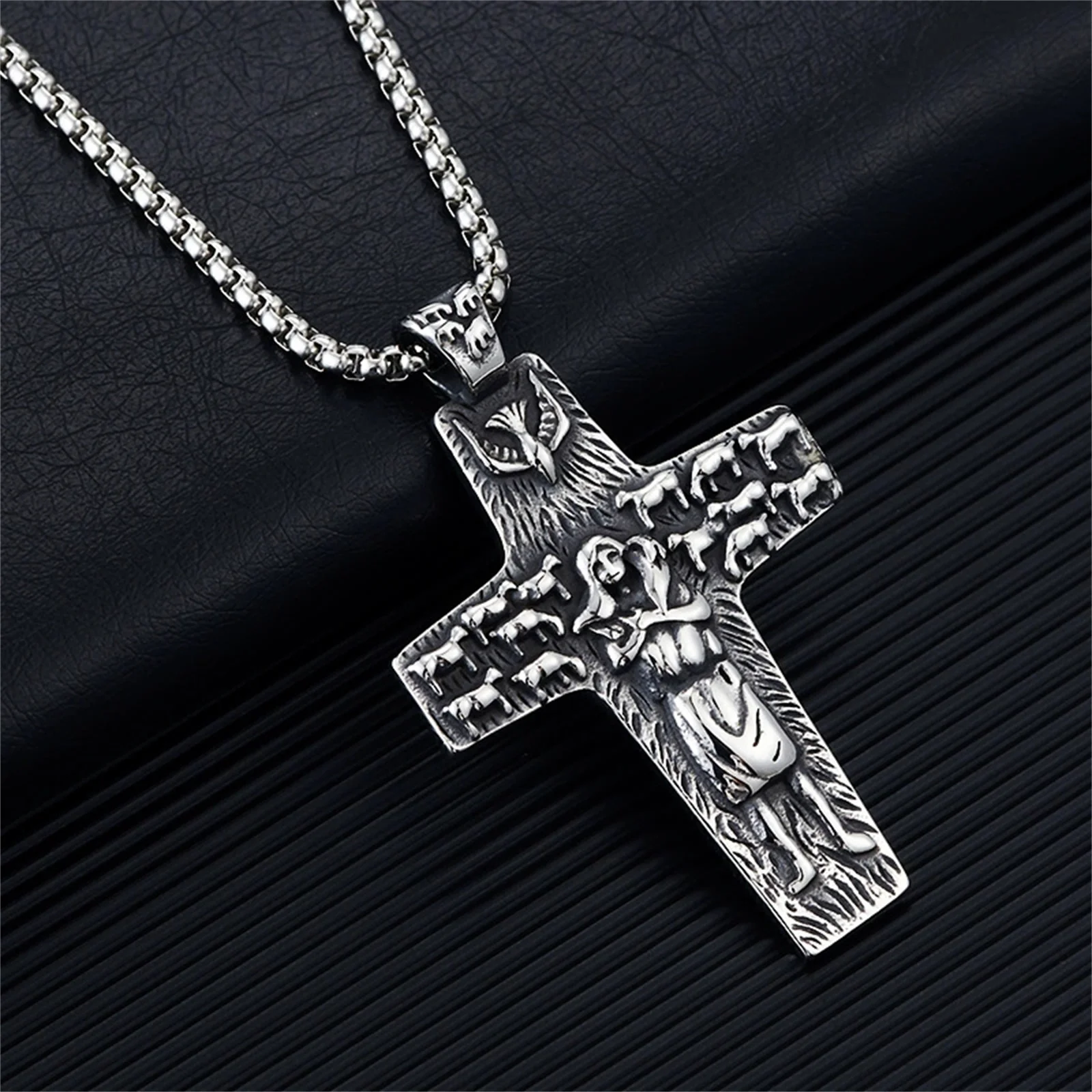 Pope Francis Papal Pectoral Cross the Good Shepherd Stainless Steel Pendant Necklace Catholic Religious Jewelry 2