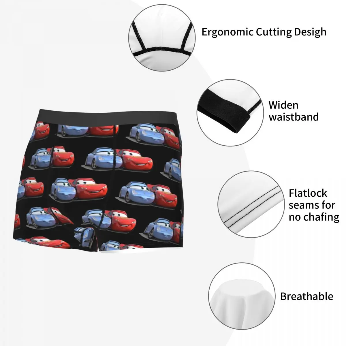 Men's Sally I'm Lightning Cars Mcqueen Boxer Briefs
Comfortable Underwear Breathable Panites 6