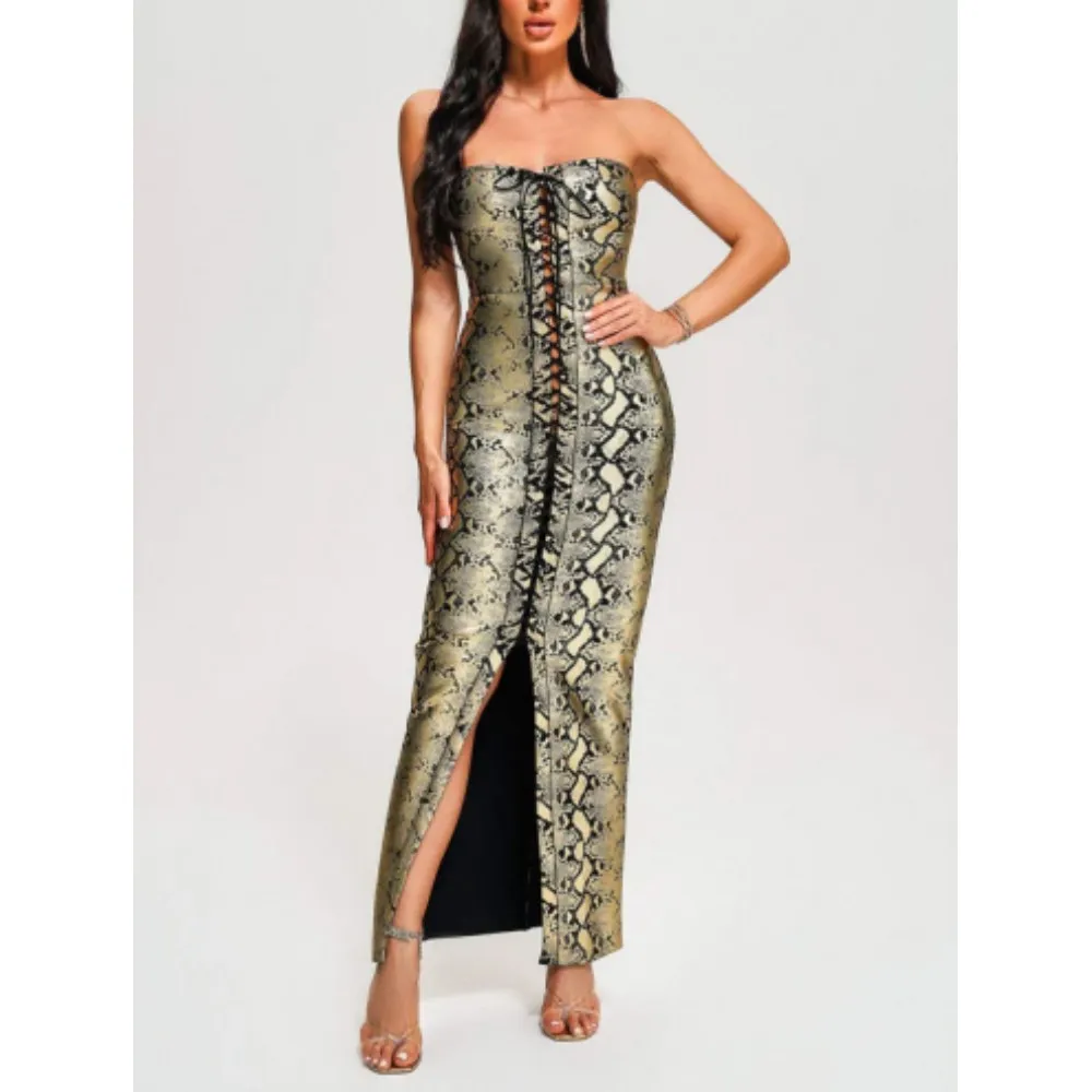 

Autumn Elegant Backless Slim Long Dress 2023 Elegant Design One Shoulder Lace Up Party Celebrity Party Celebrity Dress