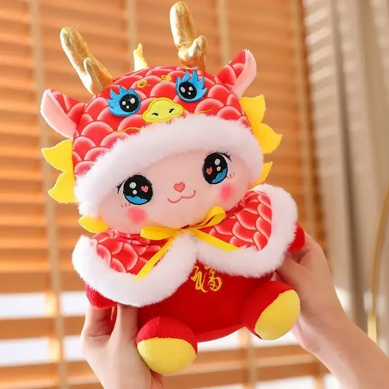 

2024 New Year Chinese Zodiac Dragon Plush Toy Cute Stuffed Red Dragon Mascot Plushies Doll Soft Pillow For Kids New Years Decor