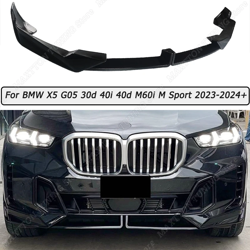 

Передний бампер Защита для губ Диффузор крышка дефлектор для BMW X5 G05 30d 40i 40d M60i M Sport 2023-2024 + комплект для тюнинга блеск черный
