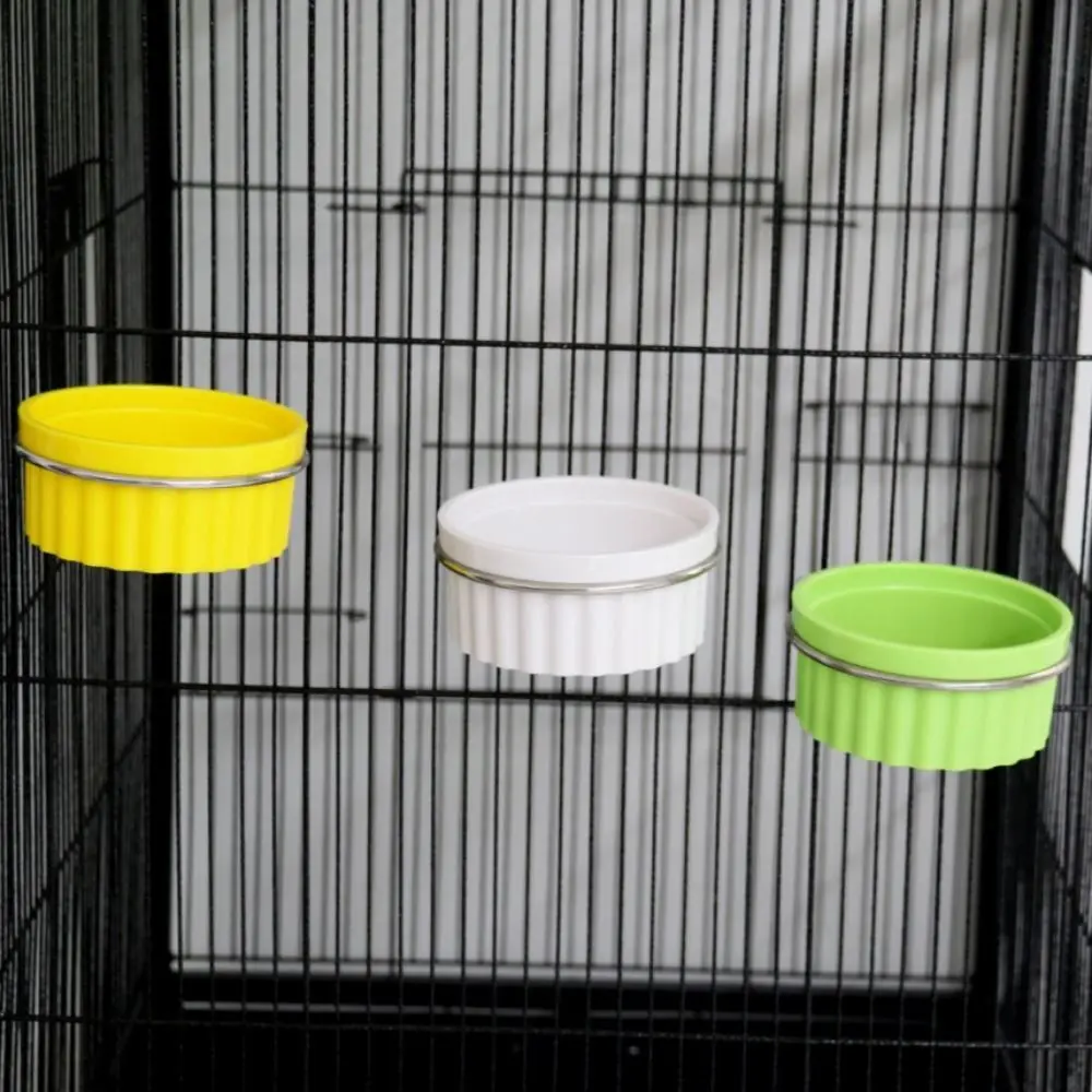 Wall Mount Parrot Food Water Bowl Plastic Candy Color Parrot Feeding Cup Removable Bird Cage Feeder for Parrots Parakeet Cats