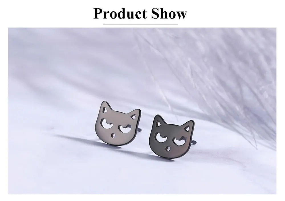 Cute Small Cat Kitten Stud Earrings Stainless Steel Gold Color Earrings for Women Girls - PeticaDeals