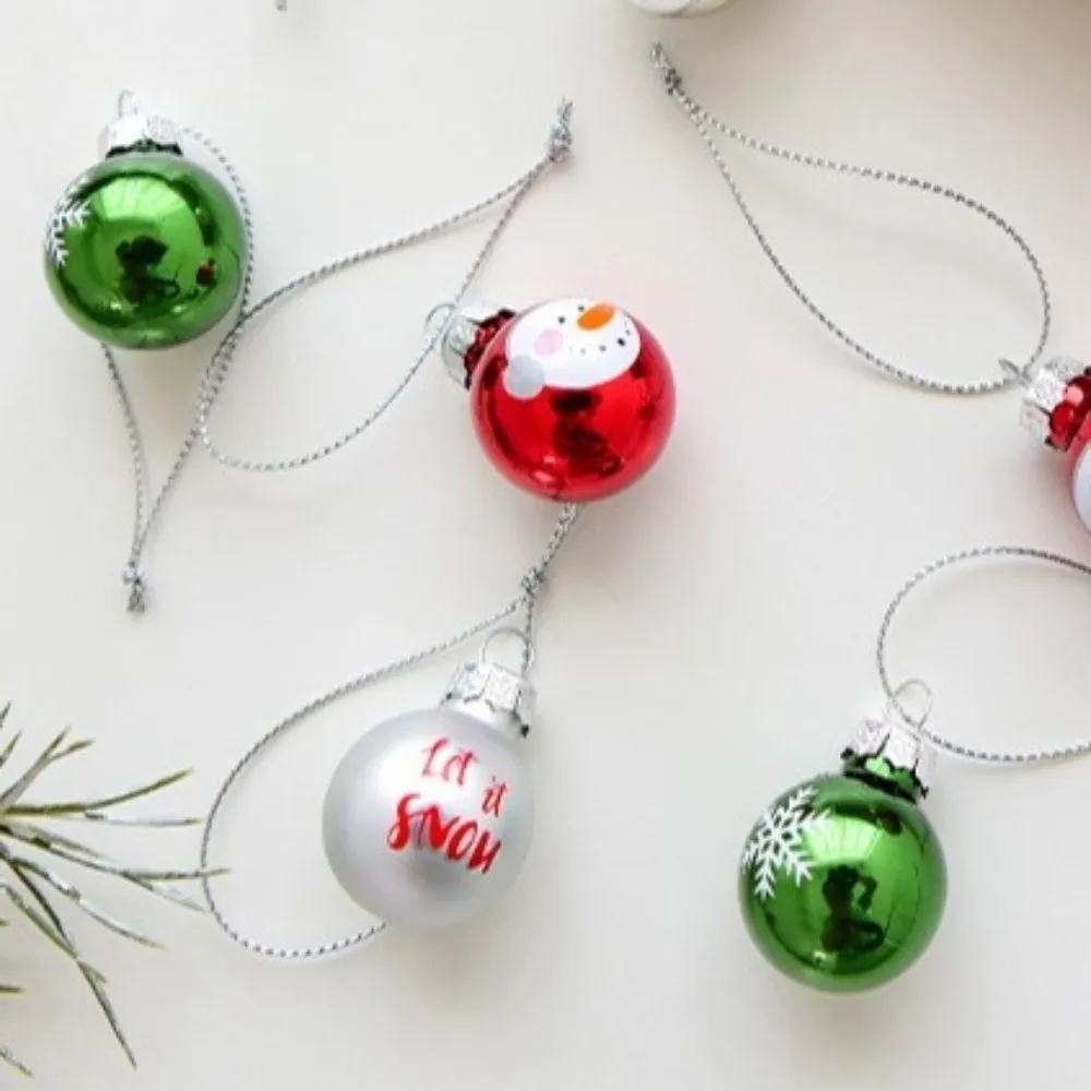 Painted Glass Christmas Ball Ornaments Hanging Glitter Xmas Baubles Handmade Christmas Tree Decoration Xmas Tree Decoration
