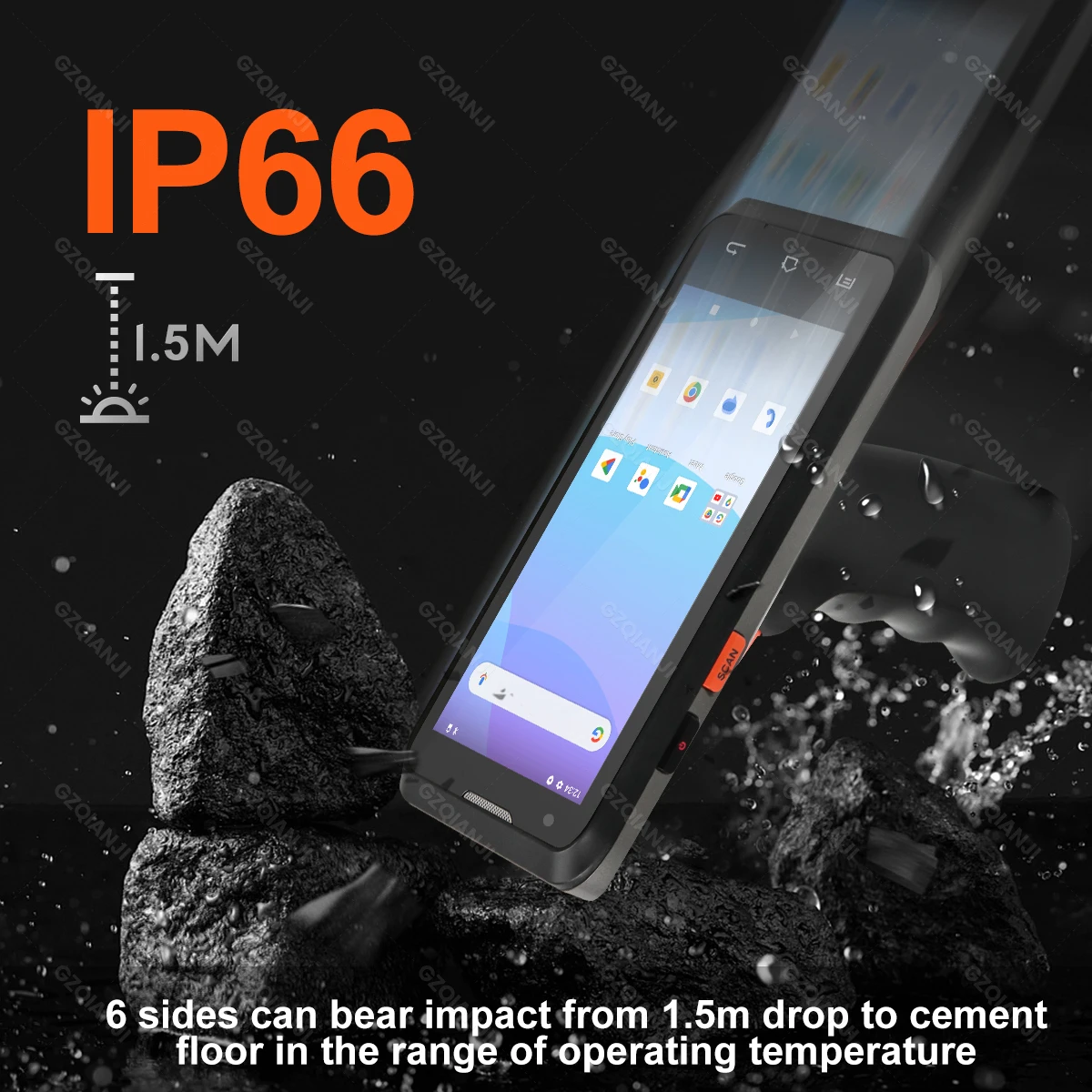 모바일 핸드헬드 바코드 스캐너 리더기, 4G 안드로이드 13, 그립 포함, 산업용 단말기, PDA, 2DCM60, 데이터 수집기, RAM4G, ROM64G, NFC