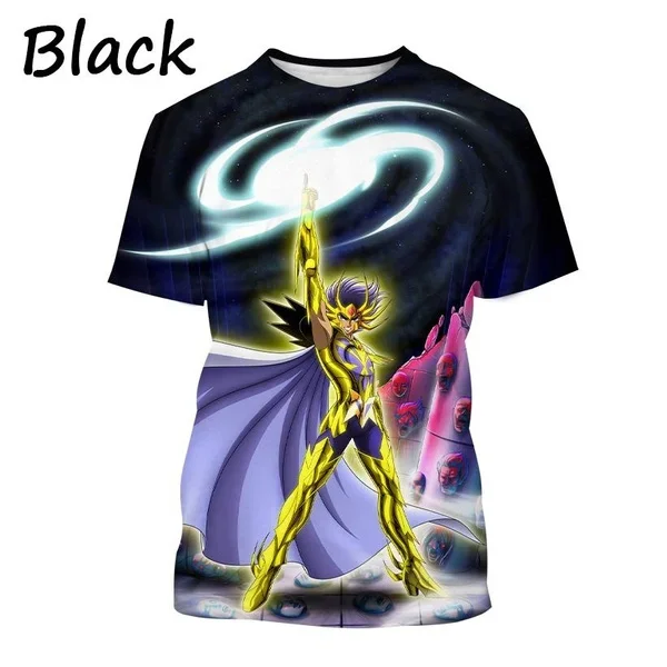 Summer New Hot Selling Super Cool Men's Personalized Street Style Short Sleeve Gold Saint Seiya 3D Printing T-Shirt