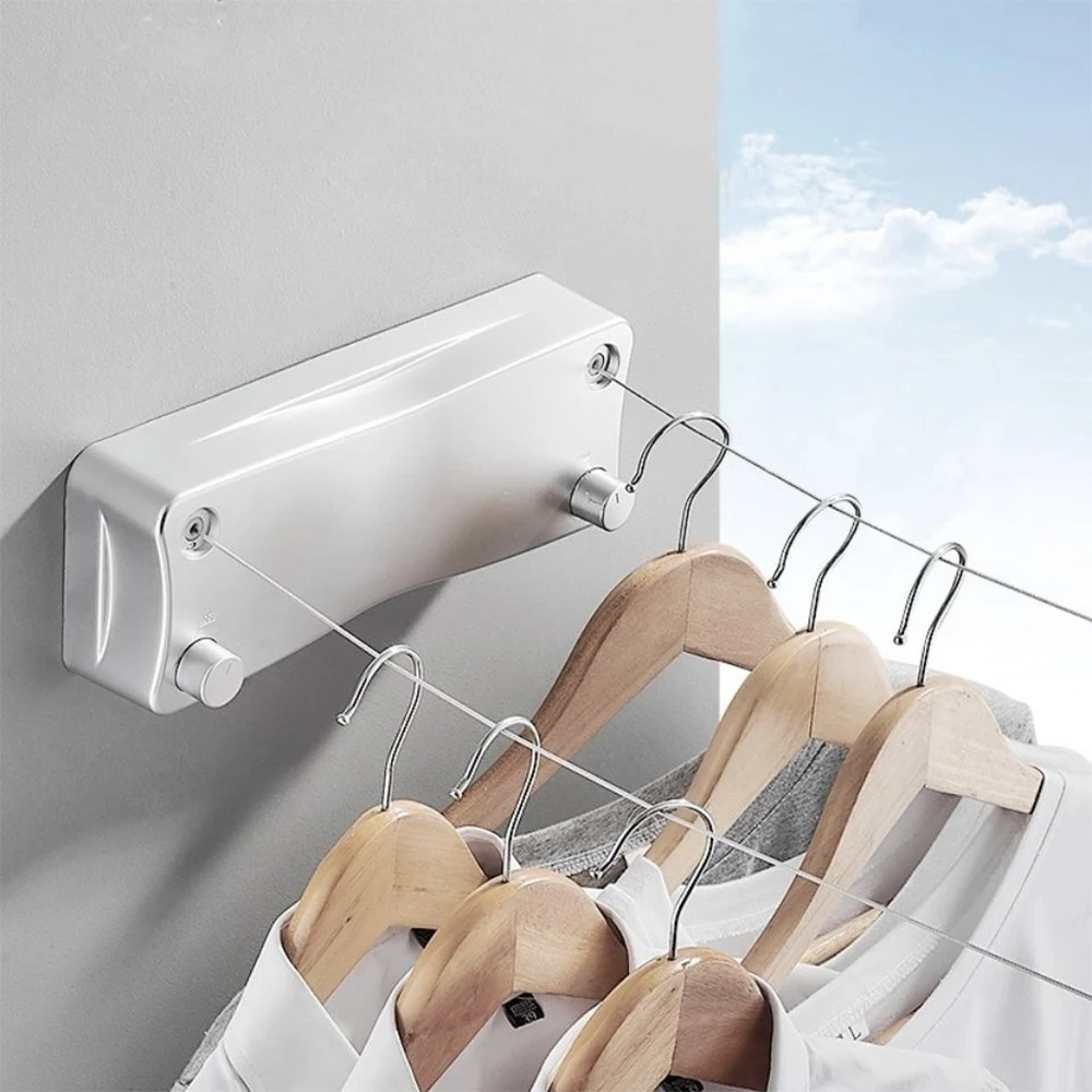Portable Retractable Clothesline Laundry Drying Rack No Drilling