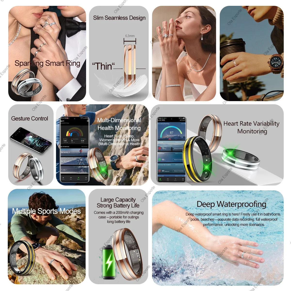 2026 New Smart Ring Temperature Heart Rate Sleep Monitoring Motion-Sensing Game IP68 Waterproof Men Women SmartRing Holiday Gift 2