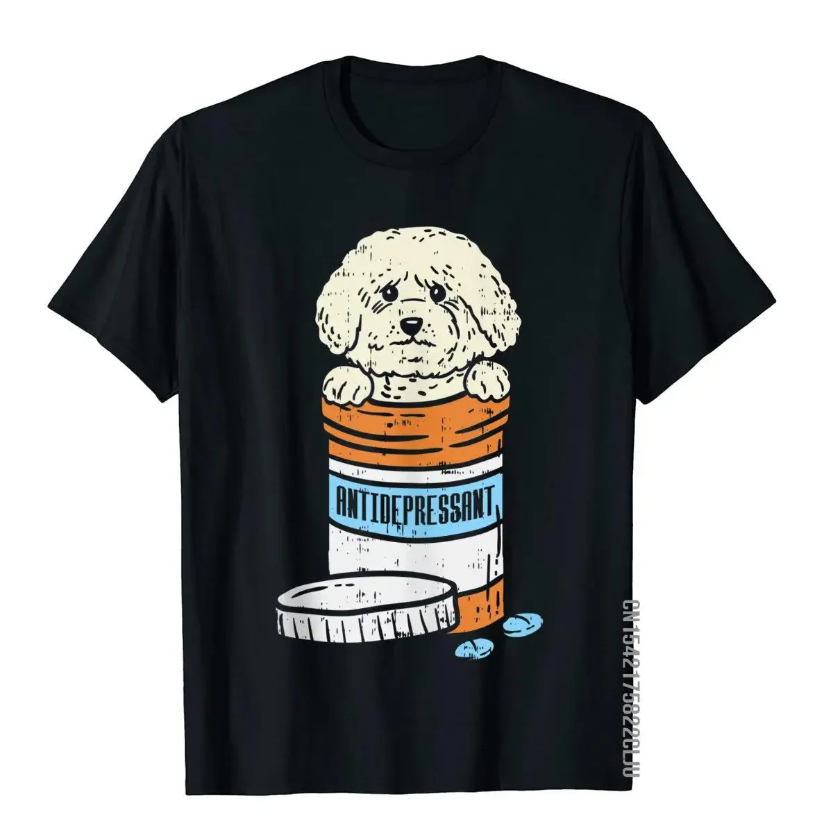 

Antidepressant Bichon Frise Medicine Cute Pet Dog Lover Gift T Shirt Brand New High Street Cotton Men Tops & Tees Fashionable