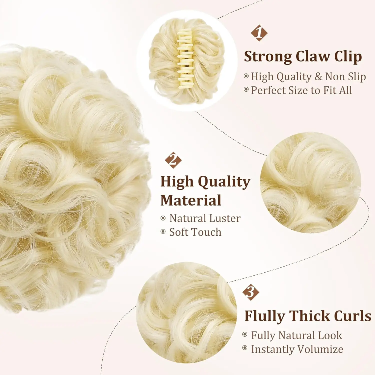 엉킨 곱슬머리 번 클로 클립 합성 헤어피스 여성 패션 우아한 헤어스타일 액세서리 모든 경우에 빠르고 쉽게 착용 가능