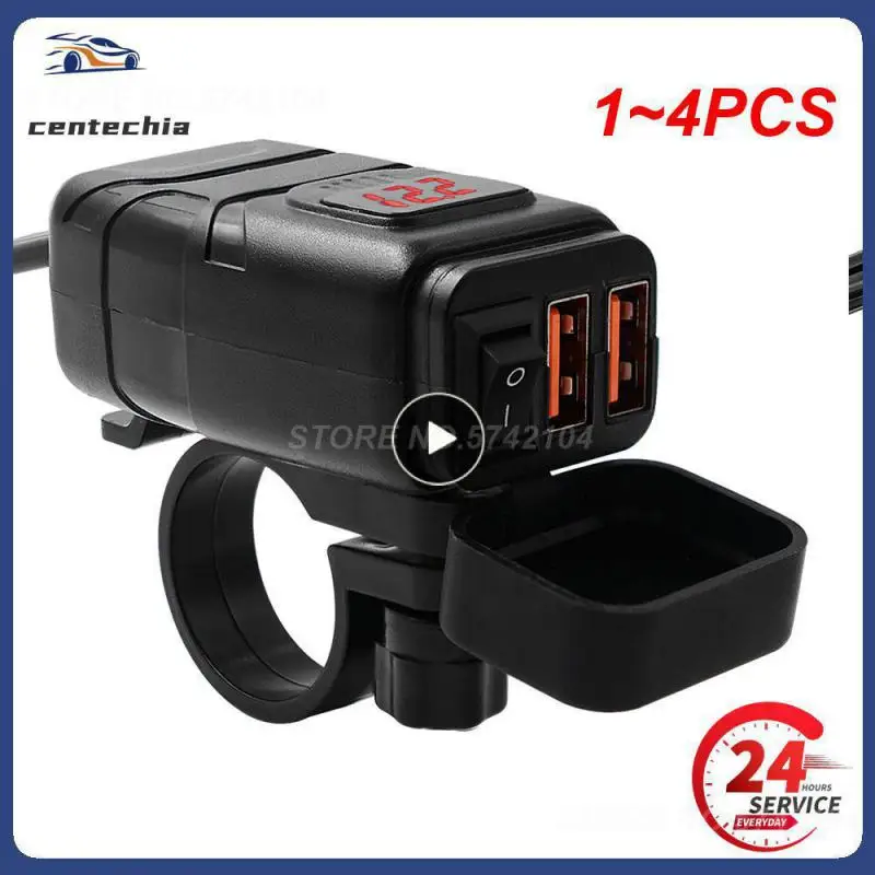 

1~4PCS Vehicle-mounted Motorcycle Quick Charger Moto Accessories QC 3.0 Dual USB Charger Digital Voltmeter Adapter Waterproof