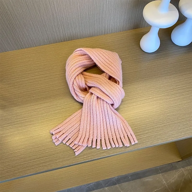 Children's scarf retro western style small scarf baby striped bib boys and girls solid color versatile tassel trend