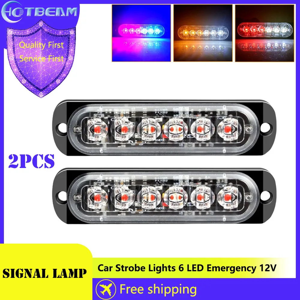 

Car Strobe Lights 6 LED Police Emergency Warning Lamp 12V Red Blue White Body Side Flashing Light Waterproof Car Light Assembly