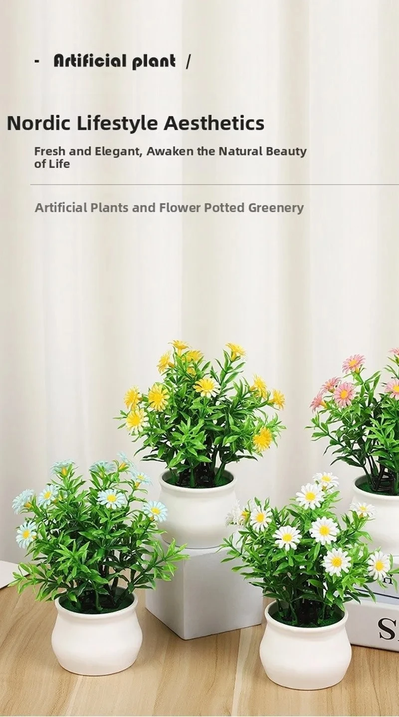 1/5 Stück künstliche Gänseblümchen-Hecke, Sonnenblume, 5-farbige künstliche Pflanzenhecke, Blumendekoration für die Heimdekoration. – Detail 11