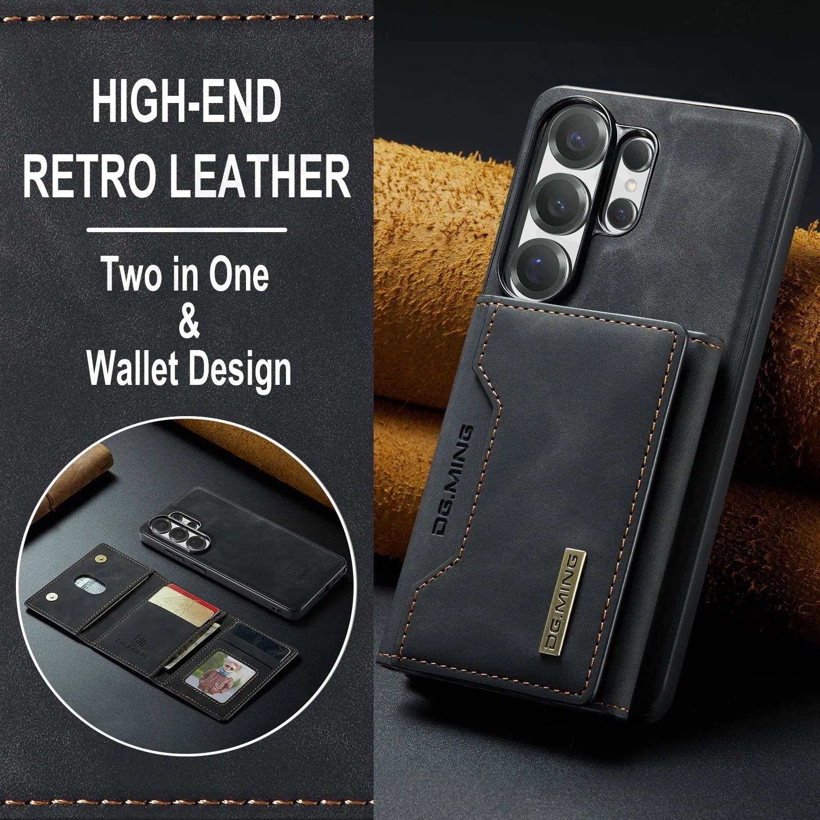 Premium Faux Leather Flip Case with RFID Protection and Magnetic Card Holder