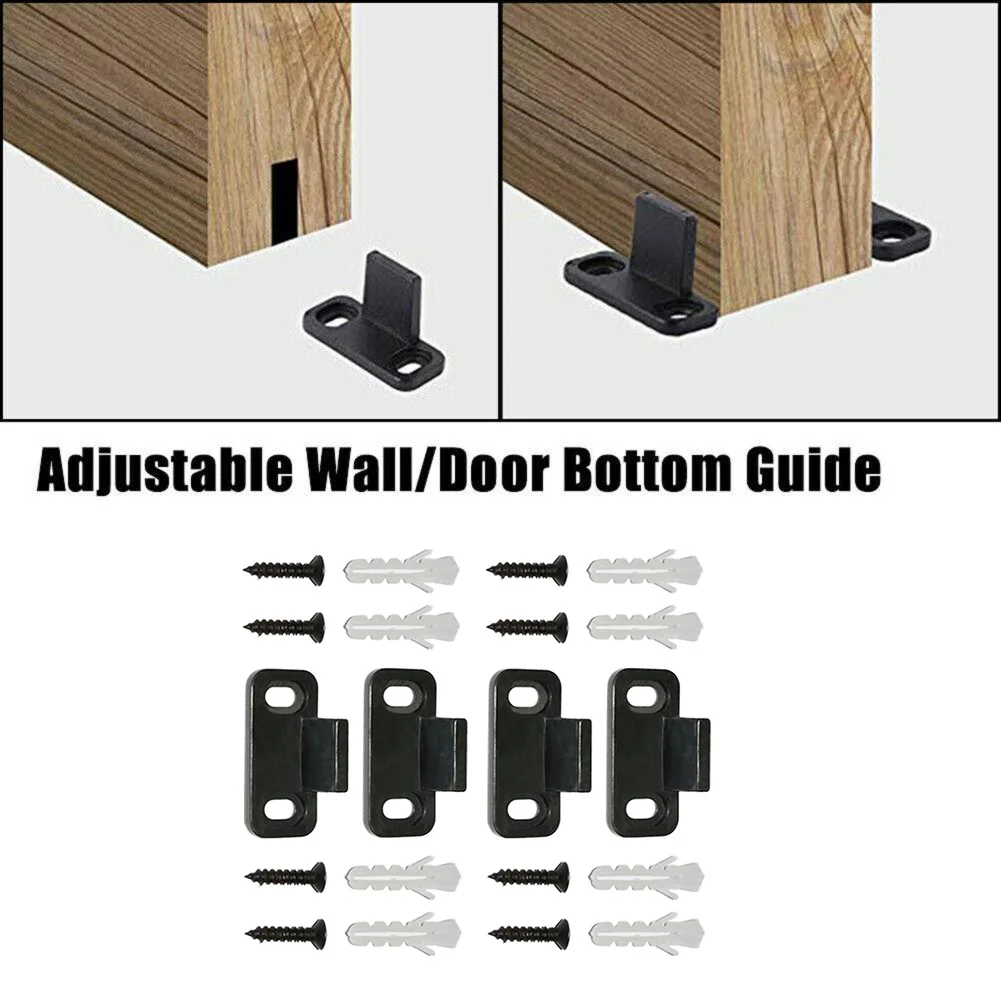 4PCS Sliding Door Slides Rails Barn Door Floor Guide Stay Roller For Sliding Barn Bottom Swing Stopper