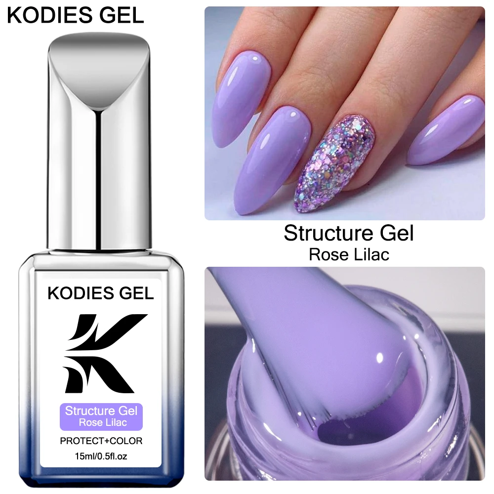 

KODIES GEL Rubber Base Gel Nail Polish 15ml Purple Semi Permanent UV Long Lasting Lavender Lilac Macaron Gel Polish Varnishes