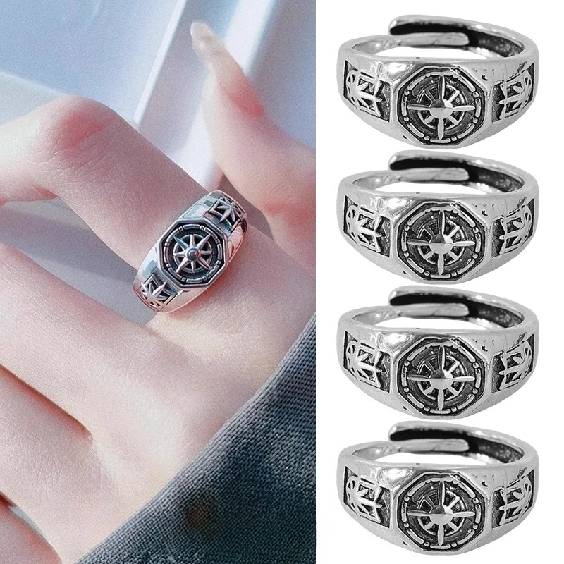 High Quality Simple Personality Silver Star Rings Punk Gothic Style Unisex Retro Opening Index Finger Adjustable Ring Jewelry