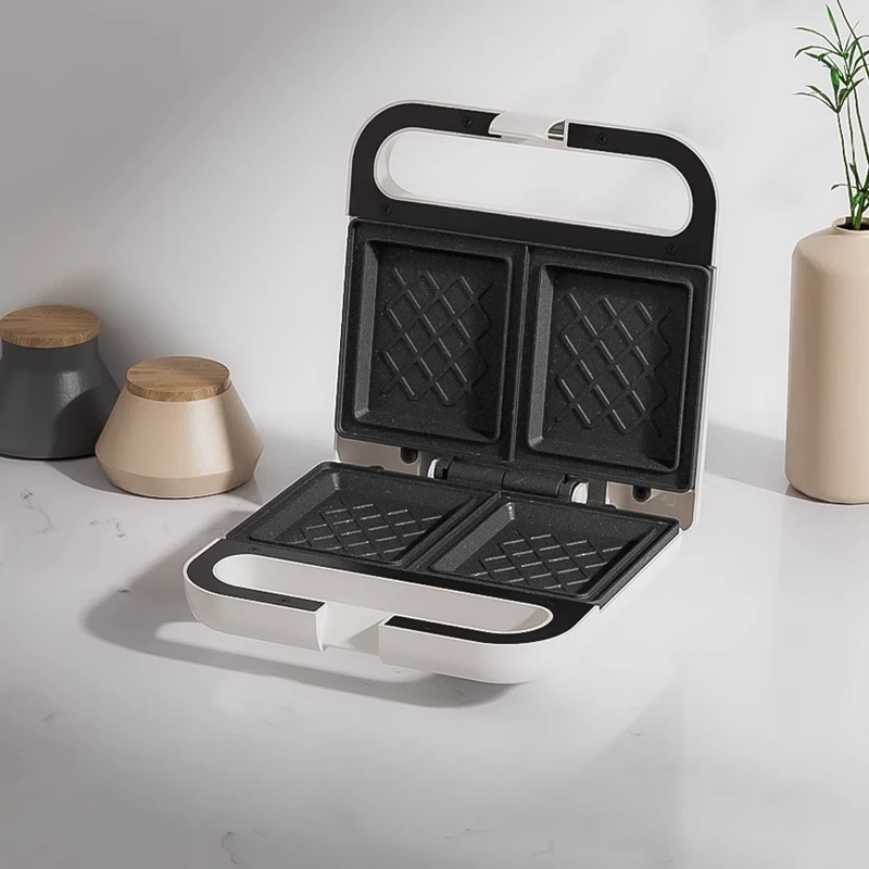 Double-Layer Sandwich Maker-3-in-1 Waffle Iron & Breakfast Grill Machine, Non-Stick Quick Cooking Snack Press