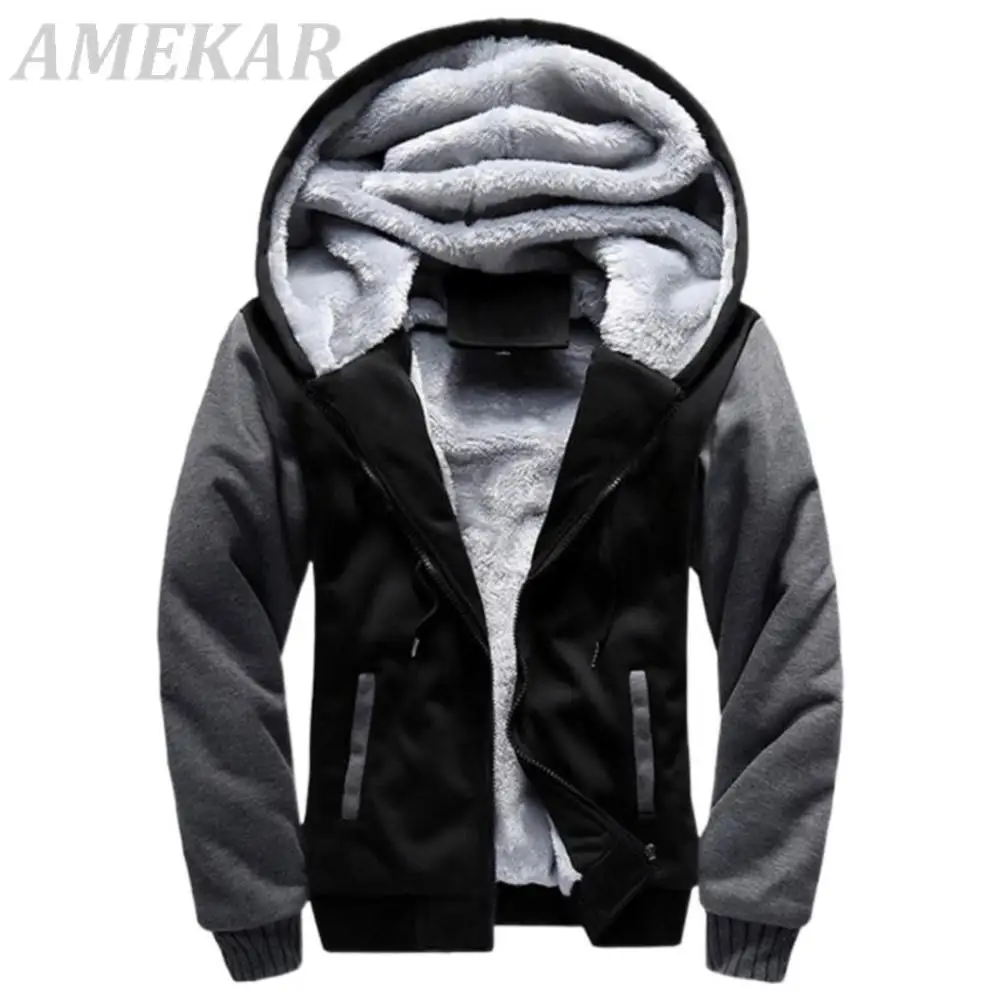 

Men Winter Thick Warm Hoodies Coat Fleece Zipper Men's Hoodies Sportwear Hip Hop Male Streetwear Jacket Sweatshirts 2022 New