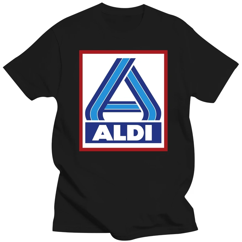 Aldi T shirt logo store aldi supermarket redneck cadi car park products food purchase