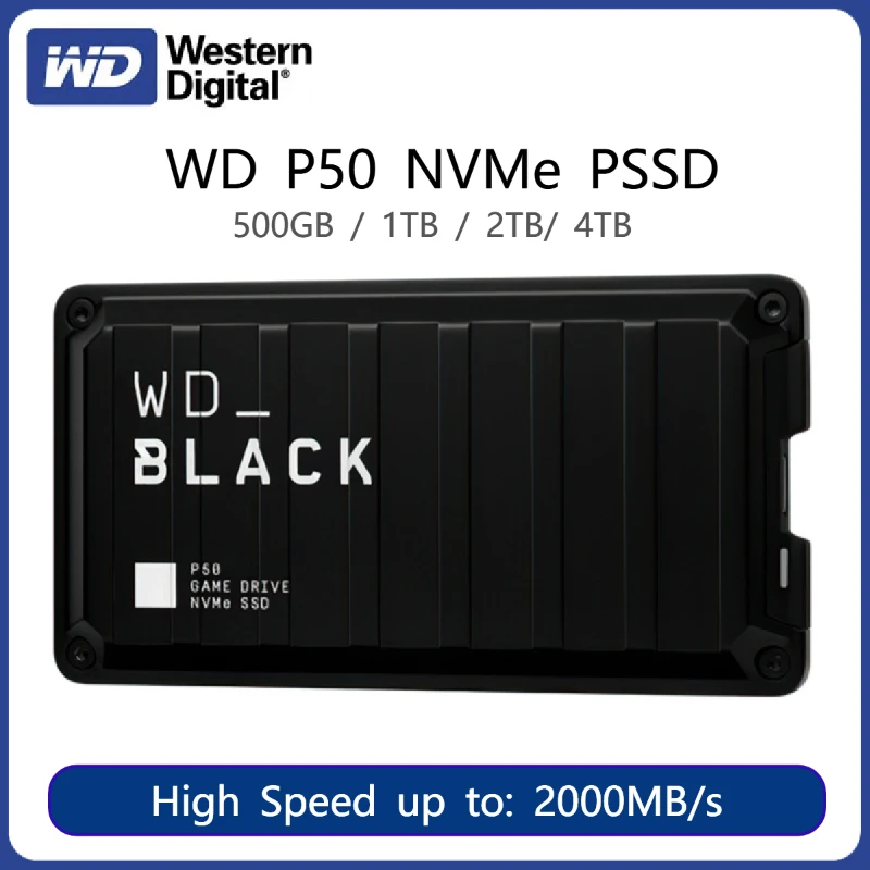 웨스턴 디지털 WD BLACK P50 게임 드라이브 SSD, 휴대용 외장 솔리드 스테이트 드라이브, Xbox PC 및 Mac과 호환 가능, 500GB, 1TB, 2TB, 4TB