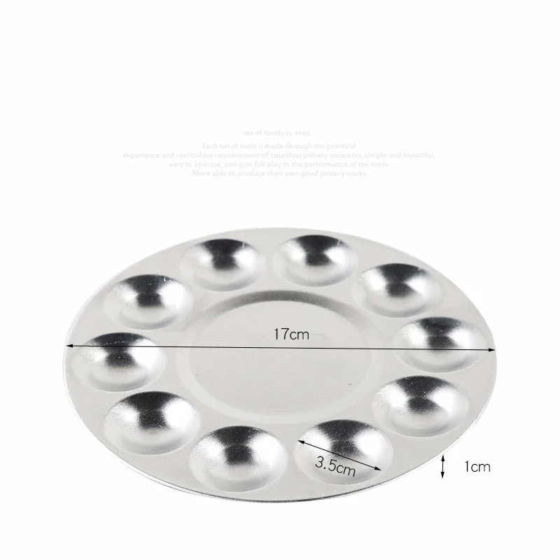 Aluminum Fine Art Painting palette Round 10-hole student gouache Paint palette Painting