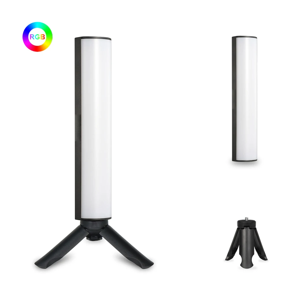 W200RGB LED 비디오 라이트 충전식 RGB 핸드헬드 라이트, 2500K-9000K 밝기 조절, 미니 데스크탑 삼각대, 브이로그 라이브 스트리밍용