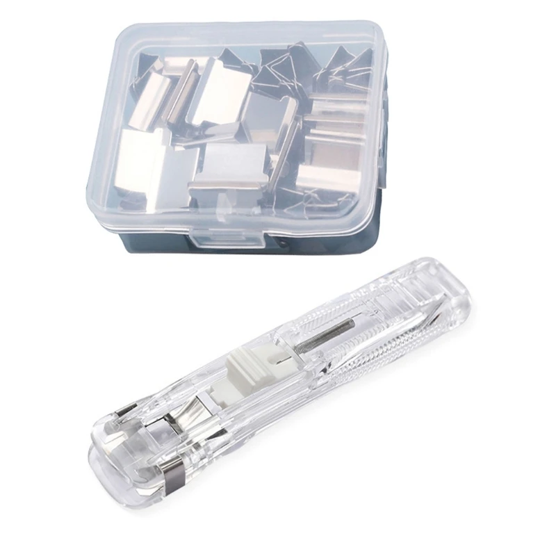 

Handheld Paper Clip Clamp Dispenser Refillable File Clamp Holder, Reusable Paper Clamp Metal File Clip Clamp for Office N58E