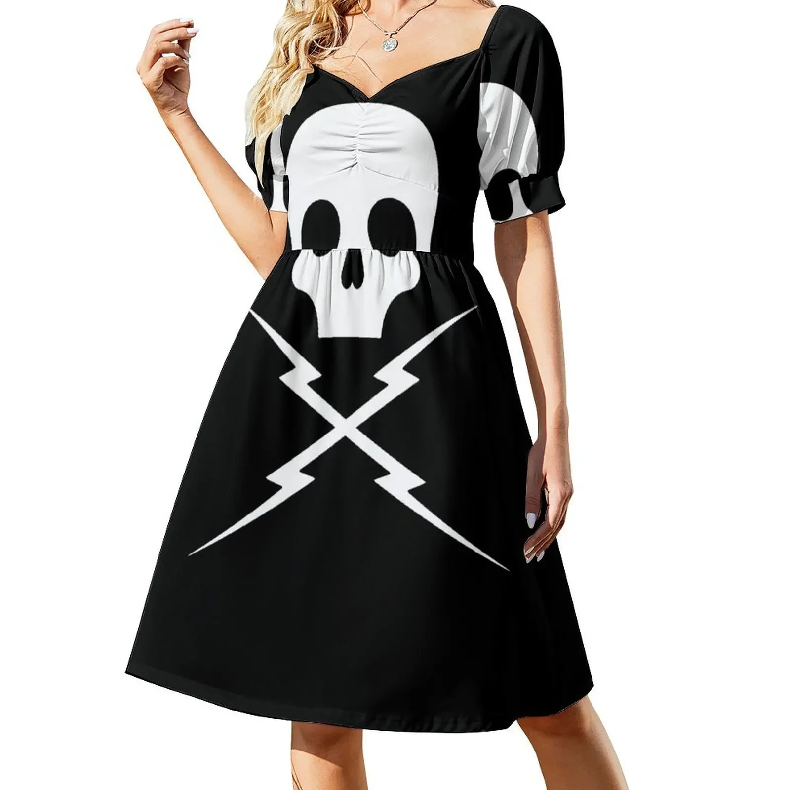 thumbnail image 1 of Vestido sin mangas con diseño de calavera a prueba de muerte, vestidos de verano para mujer, vestido de noche., 1 of 8