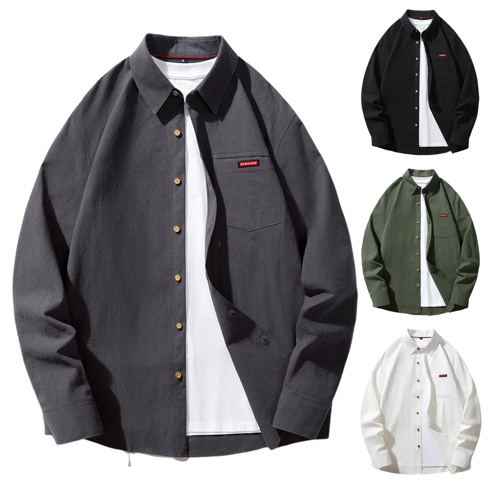 

Men'S Shirt Pack Mens Casual Spring And Autumn Fashion Plaid Lapel Pocket Button Top Shirt Short Sleeve Oversized Shirt korean
