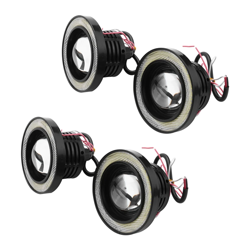 

4Pcs Car Universal 3.5 Inch Cob Angel Eye Fog Lights Headlights Running Lights White