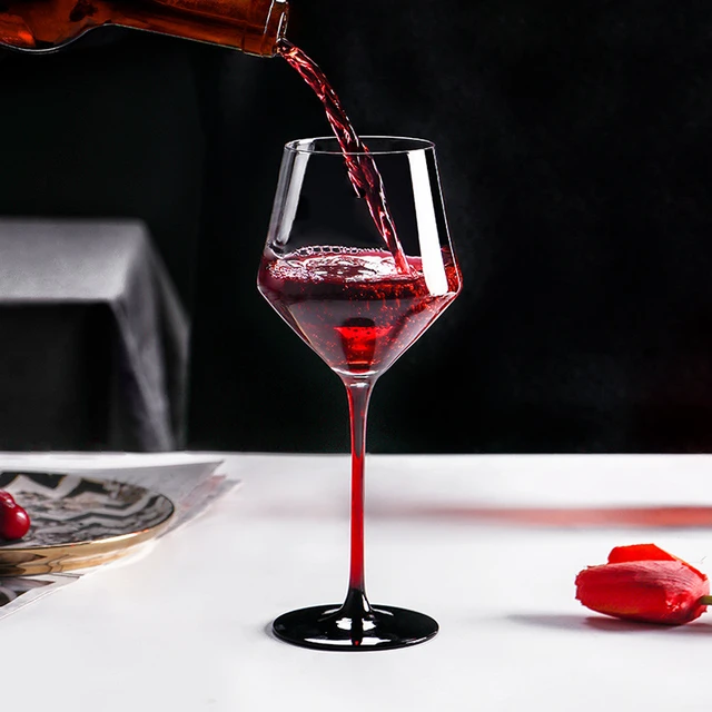 Crystal Glass Red Wine Glass Goblet Home Luxury Colorful Slanted Wine Glass  Bordeaux Glass - AliExpress