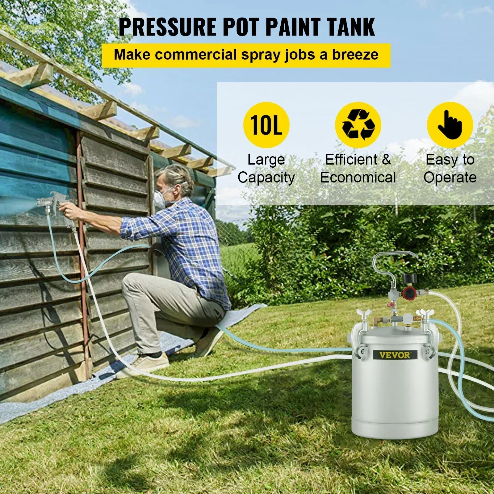 Paint Sprayer Tank 10L 2.5 Gallon for Home Exteriors Commercial Painting