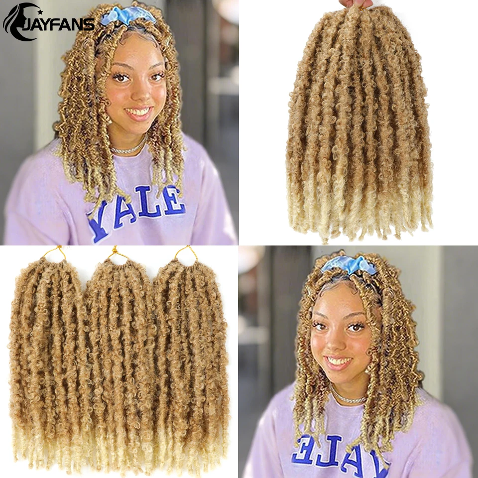 Butterfly Locs Crochet Hair 12 14 inch Pre-twisted Synthetic Distressed Bob Faux Locs Crochet Braids Pre-looped for Black Women 3