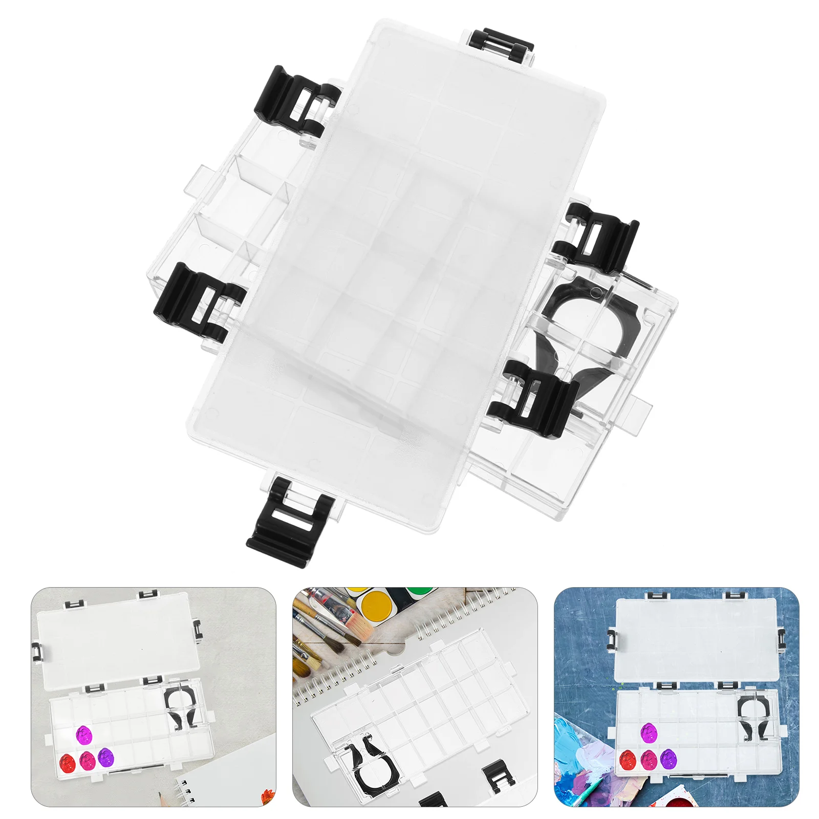 

Moisturizing Travel Paint Plastic Oil Palette Tray Silica Gel 24 Grids Paintbox