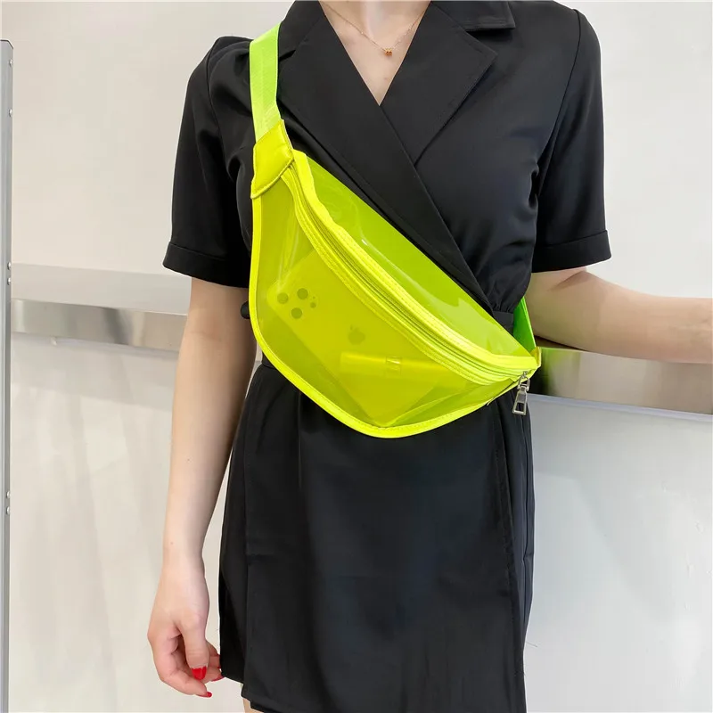 

Fashion New Women Transparent Waist Bag PVC Fanny Hip Pack Girls Lady Candy Color Phone Pouch Shoulder Chest Bag Bum Belt Bag
