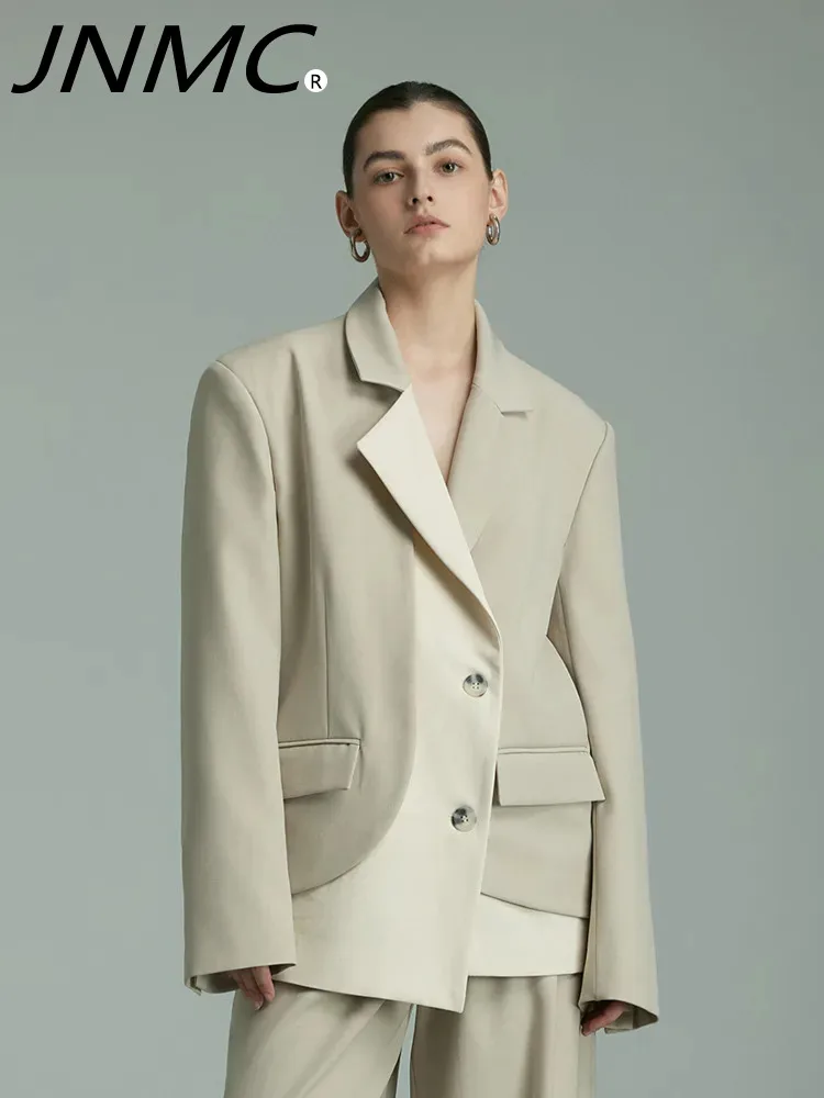 

JNMC 2024 Women's Spring Summer Suit Advanced Sense Splicing Design Slim Fashion Minimalist Single Breasted Suit Jacket