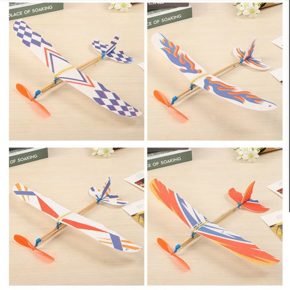 

Airplane Flying Glider Elastic Assembly Hand Throw Aircraft Model Rubber Band Powered DIY Flying Plane Model Children