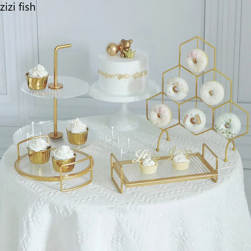 Acrylic Cake Rack Double Layer Trays Snack Dessert Plates Donut Stands Creative Household Cake Tools Display Stands Fruit Plates