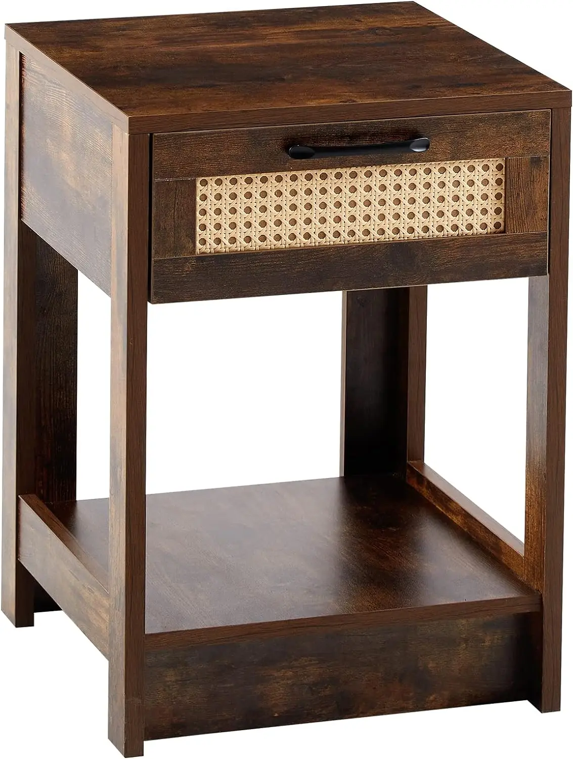 

Rattan End Table with Drawer, Modern nightstand, Side Table for Living roon, Bedroom,Rustic Brown
