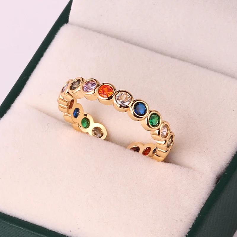 Elegant Gold Ring with Green Zircon - Rainbow Collection Jewelry Gift