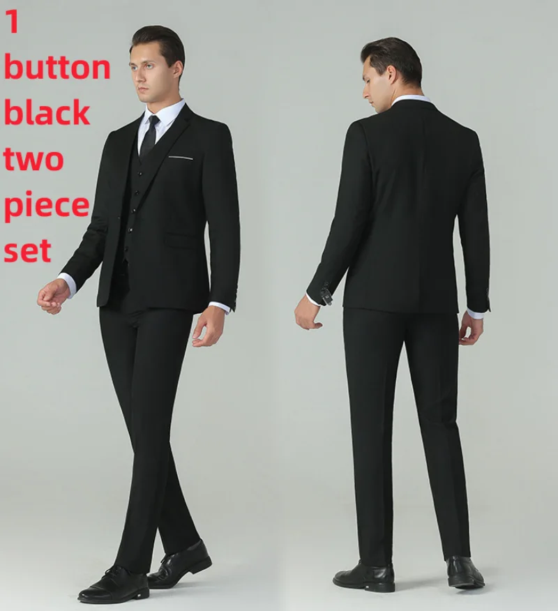 Men Wedding Drees Suits Groom Solid Formal Wear Dress Sets Jackets+Pants 2 Pieces Suits Male Solid Business Fit Suits Size 6XL