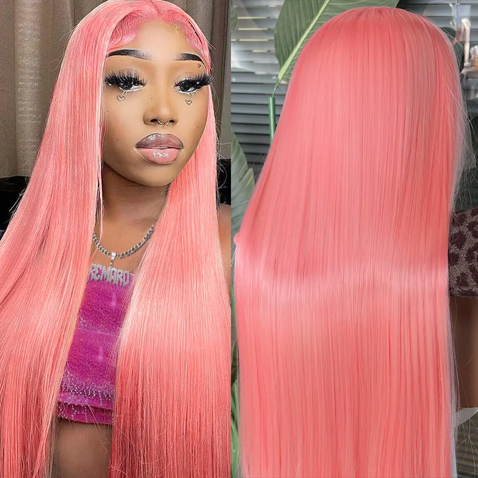 Pink Wig 13X6 Hd Lace Frontal Wig Straight Human Hair Wigs 100%Human Hair Quality Brazilian Wigs Original 250 Density 30 32 Inch